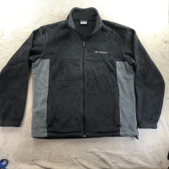 Columbia Men Fleece Jacket Large Full Zip Outdoors Performance Gray Stand Collar - Picture 14 of 15